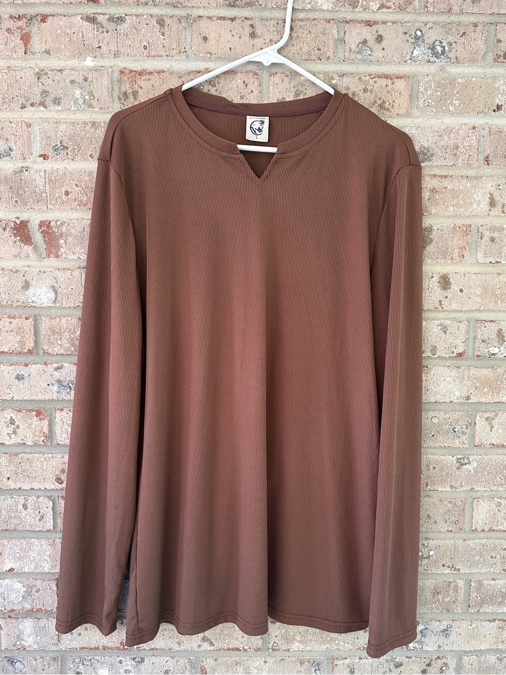 Hardaddy Men's V Neck Long Sleeve Ribbed Casual T-Shirt Classic Basic Solid Tee